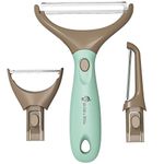 Trio Peeler Set ââ‚¬â€œ Best Julienne Vegetable Peeler ââ‚¬â€œ Stainless Steel Cabbage Carrot & Potato Peelers ââ‚¬â€œ Multifunctional Veggie and Fruit Peeler Set of 3