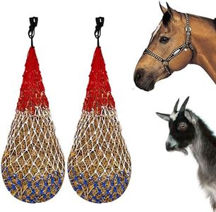 Majestic Ally 2 pcs Ultra Slow Feed 1.5"x1.5" Holes 40” Hay Net for Horses and livestocks. (Patriotic)