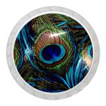 suojapuku Cabinet Knob,Drawer Pulls Hardware Handle 4 PCS Dresser Knobs Kitchen Decor,Colorful Peacock Feather,Crystal Glass Handle
