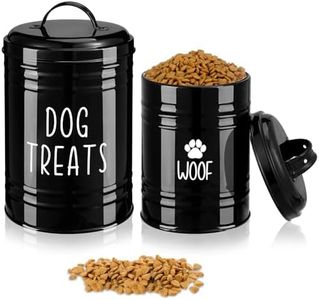 Yaocom 2 Pcs Metal Dog Food Storage Tin Dog Treat Container 5.5 x 7.48 Inches, 5.7 x 4.3 Inches Airtight Farmhouse Dog Food Bin Dog Treat Jars Sets for Dogs, Cats, Small Animals Gifts for Pet Owners