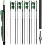 S F 30" Traditional Archery Carbon Feather Arrows 500 Spine Traditional Arrows Long Bows Archery Compound Bow Arrows Arrows for Compound Bow Arrows for recurve Bow（12 Pack-Dark Green）