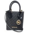 Michael Kors Mercer Extra-Small Pebbled Leather Crossbody Bag, Black Signature, Extra Small