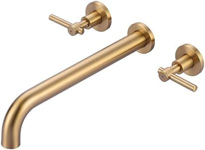 ALEASHA Wall Mount Tub Filler Faucet,High Flow Wall Mounted Bathtub Faucet,Solid Brass Bathroom Tub Faucet Two Handles Bathtub Spout Faucet 12" Long Spout,Brushed Gold