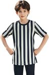 ChinFun Children's Referee Shirt Kids Black and White Stripe Ref Costume for Basketball, Football, Volleyball