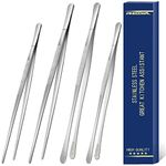 4 Pcs Cooking Tweezers Tongs, 12''&10'' Stainless Steel Food Tweezers Set, Professional Kitchen Long Tweezer for Cooking,Repairing,Sea food,BBQ,Multi-use