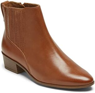 Rockport Women's Geovana Gore Bootie Ankle Boot, Tan Leather, 8.5