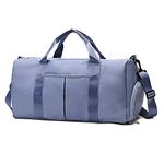 Travel Duffed Tote Bag, Waterproof Fold-able and Expandable Weekender Bag for Swim Sports Gym Bag, Blue