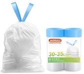 AOSULI Bin Liners 30L-35L with Tie Handle,AOSULI Drawstring Bin Bags,Total 20 Trash Bags,White Pedal Bin Liners for Kitchen