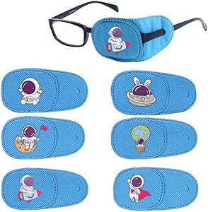Mvwarj 6 Pack Eye Patch for Kids, Boys Left Eye Patch for Glasses, Reusable Treating Lazy Eye Amblyopia Strabismus and After Surgery (Blue Astronaut)