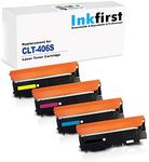 1 Set of 4 Inkfirst® Toner Cartridges CLT-K406S, CLT-C406S, CLT-M406S, CLT-Y406S, Black, Cyan, Magenta, Yellow Compatible Remanufactured for Samsung CLP-365 CLP-360 CLP-365 CLP-365W CLX-3305 CLX-3305FN CLX-3305FW Xpress C410W C460FW