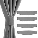 NICETOWN Magnetic Curtain Tiebacks for Drapes - 4 Pieces Handmade Holdbacks Indoor Outdoor Curtains Window Draperies Ropes (Silver Grey, 18.5 x 4 inches)