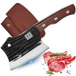 ENOKING Chef Knife 5.7inch Handmade Forged Thickened Cooking Knife Heavy Duty Kitchen Knives Full Tang Bone Chopping Knife with Wood Handle for Kitchen BBQ Camping Outdoor