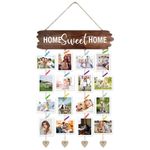 Fosinz Family Picture Frame Collages for Wall Decor Couples Gift Ideas Multi Frames Rustic Hanging Photo Holder Housewarming New Home Gift Adoption Day Gifts (15.75" L x 3.94" W, Dark Brown)