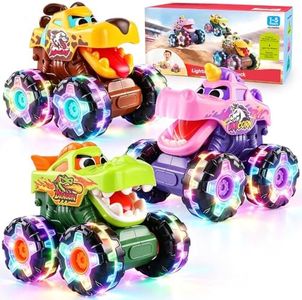 OCATO Monster Truck Toys for 1 2 3 4 Year Old Boy Birthday Gift, Light Up Monster Trucks Inertia Toy Cars for Toddlers 1-3 Soft Light Glowing LED Wheels, Baby Toddler Kids Boy Toys Gifts Age 1 2 3 4 5