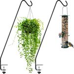 Heavy Duty Deck Hook- 2 Pack - 30" Bird Feeder Pole with 2" Non-Slip Clamp, Deck Hook for Bird Feeder, Planters, Lanterns, Wind Chimes - Rust Proof & Powder Coated Steel - Black