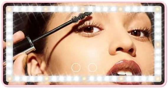 Car Sun Visor Vanity Mirror with Lights, Pink Rechargeable Car Makeup Mirror Accessories, Birthday Gifts for Women Girl, 3 Light Modes, Dimmable Touch Led Screen, Universal for Car Truck