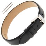 Gilden Ladies 8-14mm Classic Calfskin Black One-Piece Leather Watch Band Charm Bracelet F601-0110 (10 millimeters wide, Black, Silver-Tone Buckle)