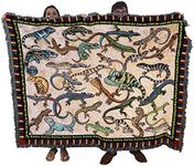 Pure Country Weavers Lounging Lizard Blanket by Elena Vladykina - Garden Floral Gift Tapestry Throw Woven from Cotton - Made in The USA (72x54)