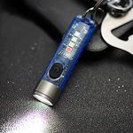 Mini Led Flashlight, Handheld Flashlight, 400 Lumens Outdoor EDC Rechargeable High Bright Multi-Functional Keychain Flashlight, with UV Light and Warning Light, Water Resistant for Camping Hiking