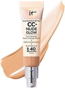 IT Cosmetics CC+ Nude Glow Lightweight Foundation + Glow Serum with SPF 40 - With Niacinamide, Hyaluronic Acid & Green Tea Extract - Medium Tan - 1.08 fl oz