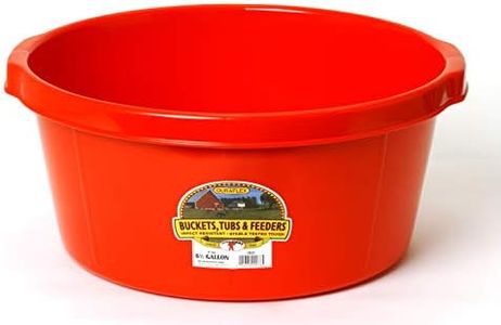 Little Giant® Plastic All-Purpose Tub | Plastic Pond Tub | Feed Tub | Durable Plastic Livestock Feeding Pan with Hand Grips | Made in USA | 6.5 Gallons | Red