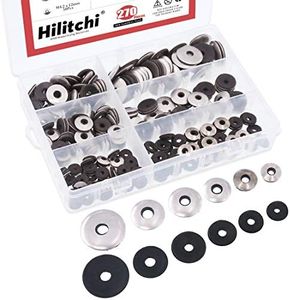 Hilitchi 270-Pcs #6#8#10#12 Stainless Steel Neoprene EPDM Bonded Sealing Gasket Washers Assortment Kit