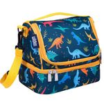 Wildkin Two Compartment Insulated Lunch Bag for Boys & Girls, Perfect for Early Elementary Lunch Box Bag, Ideal Size for Packing Hot or Cold Snacks for School & Travel Lunch Bags (Jurassic Dinosaurs)