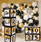 2024 2025 Graduation Decorations Party Supplies,4 Pieces Black Balloon Boxes for Graduation Party with Letter “GRAD 2024/5 So Proud of You ”, Class of 2024 2025 School Grad Party