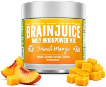 BrainJuice Peach Mango Daily Nootropic Energy Drink Mix Powder, 15 Servings