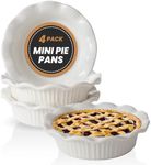 Aunt Shannon's Kitchen White Ceramic Mini Pie Pans - Set of 4 - Small 5.5 Inch Pie Pans with Classic Fluted Rims - Individual Pot Pie Pans for Pot Pies, Quiches, Puddings - Pot Pie Baking Dishes