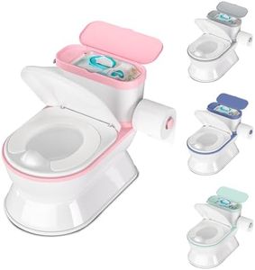 CheerTry 2-in-1 Toddler Potty Training Toilet - Larger Potty Chair & Detachable Training Seat for Boys & Girls Ages 1-3 with Flushing Sound, Wipes Storage, Toilet Paper Holder - Pink