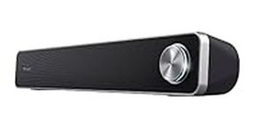 Trust Arys PC Soundbar, Speaker for Computer and Laptop, 12 W, USB Sound System, Metal Grill, Illuminated Volume Control, Speaker Bar for PC, Laptop, Mac - Black