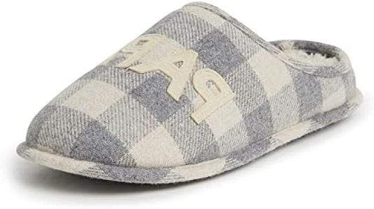 Dearfoams mens Papa Bear Buffalo Plaid Clog Slipper, Cream Plaid, Medium US, Cream Plaid, Medium