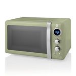 Swan Retro LED Digital Microwave Green, 20L, 800W, 6 Power Levels Including Defrost Setting, SM22030LGN