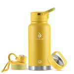 IDEUS Vacuum Insulated Water Bottle, Stainless Steel Double Wall Flask Metal Sports Canteen with Leak-Proof Screw Cap (32oz (950ml), Bright Yellow)