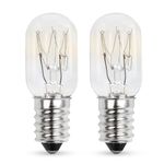 Comyan 15W E14 Screw Salt Lamp Bulbs 230V, T20 Fridge Light Bulbs 2700K Warm White SES Machine Bulbs, Pygmy Bulb 15W Mini Wax Warmer Light Bulb Dimmable - 2Pack