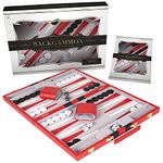 Backgammon Set 11 inch, Small - Classic Board Game for Adults and Kids with Premium Leather Case - Includes Strategy & Tip Guide (Red)