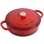 Crock Pot Artisan Cast Iron Brazier Pan, 5 Quart (Red)