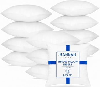 Hannah Linen Throw Pillow Inserts 22x22 – 12 Pack Square Decorative Cushion Stuffers for Couch, Sofa & Bed – Soft Fluffy Polyester Filled Pillow Inserts for Indoor Home Décor