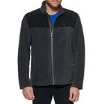 Tommy Hilfiger Men's Classic Zip Front Polar Fleece Jacket, Black/Charcoal, Medium