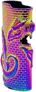 Metal Lighter Case Fits BIC Full Standard Size Lighter J6 in Rainbow Color, Design in Dragon Tower