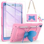 Vofolen for iPad 9th Generation Case with Screen Protector Pencil Holder Lanyard Kickstand Keychain iPad 10.2 Case for Kids Girls Hard Shell Tablet Cover for iPad 8th 7th Gen 10.2" Pink Blue