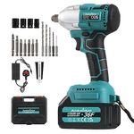 Panana Aokaidun Cordless Impact Wrench Brushless 1/2 Inch Power Impact Gun, 3-in-1 Power Electric Wrench Max Torque 420N.m with 4 Socket Set, 21V Drill Set with 6.0Ah Battery, Carry Box for Car Home