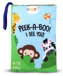 PDSPM Peek-A-Boo Jungle Book - Soft Cloth Book for Baby, Crinkle Pages for Sensory Activity Play (Baby Blue)