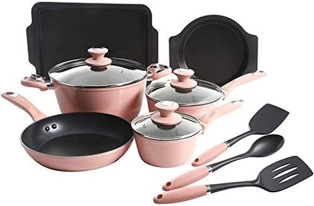 Oster Cookware Set, 12-Piece, Dusty Rose