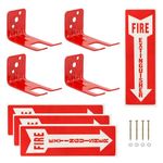 Ranjaner 4 Pack Universal Fire Extinguisher Bracket Wall Mount Fork Style Fire Extinguishers Hanger for All Extinguishers with Valve Body Slots Easy Installation and Access(Red)