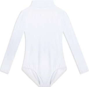 DANSHOW Girls’ Team Basic Turtleneck Long Sleeve Dacne Leotard (Front Lining,Zipper Back)(23837-L-07)
