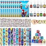 Spider Friends Party Bag Fillers for Kids Boys Girls, 42 Pcs Spiderhero Assorted Toys Pinata Filler with Slap Bands Stickers Keychains Gift Bags Lucky Dip Prize Party Favours for Birthday Gift