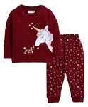 BUMZEE Maroon Girls Full Sleeves T-Shirt And Pajama Set Age - 2-3 Years