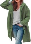 AMDOLE Sale Clearance Women'S Pea Coat Casual Thicken Wool Single Breasted Blend Stand Collar Winter Long Wool Coat With Hood Coat Jacket Green L